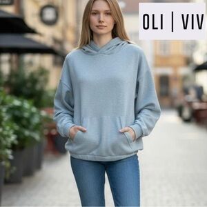 EUC Women's Light Blue Hoodie, size L